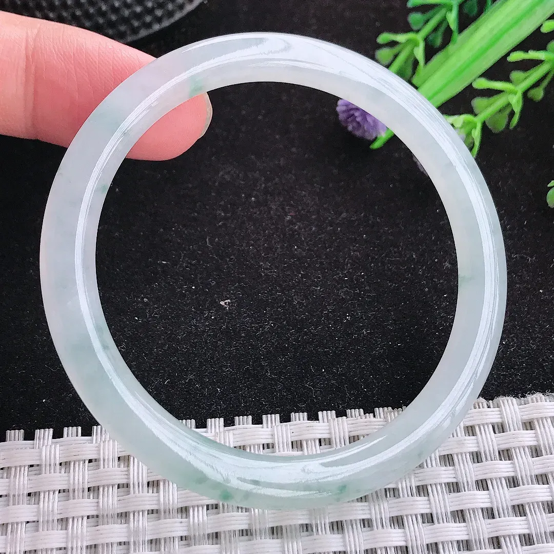 自然光52.5/5.8/7.2老坑冰胶果冻飘花叮当手镯天然翡翠玉镯女款百搭