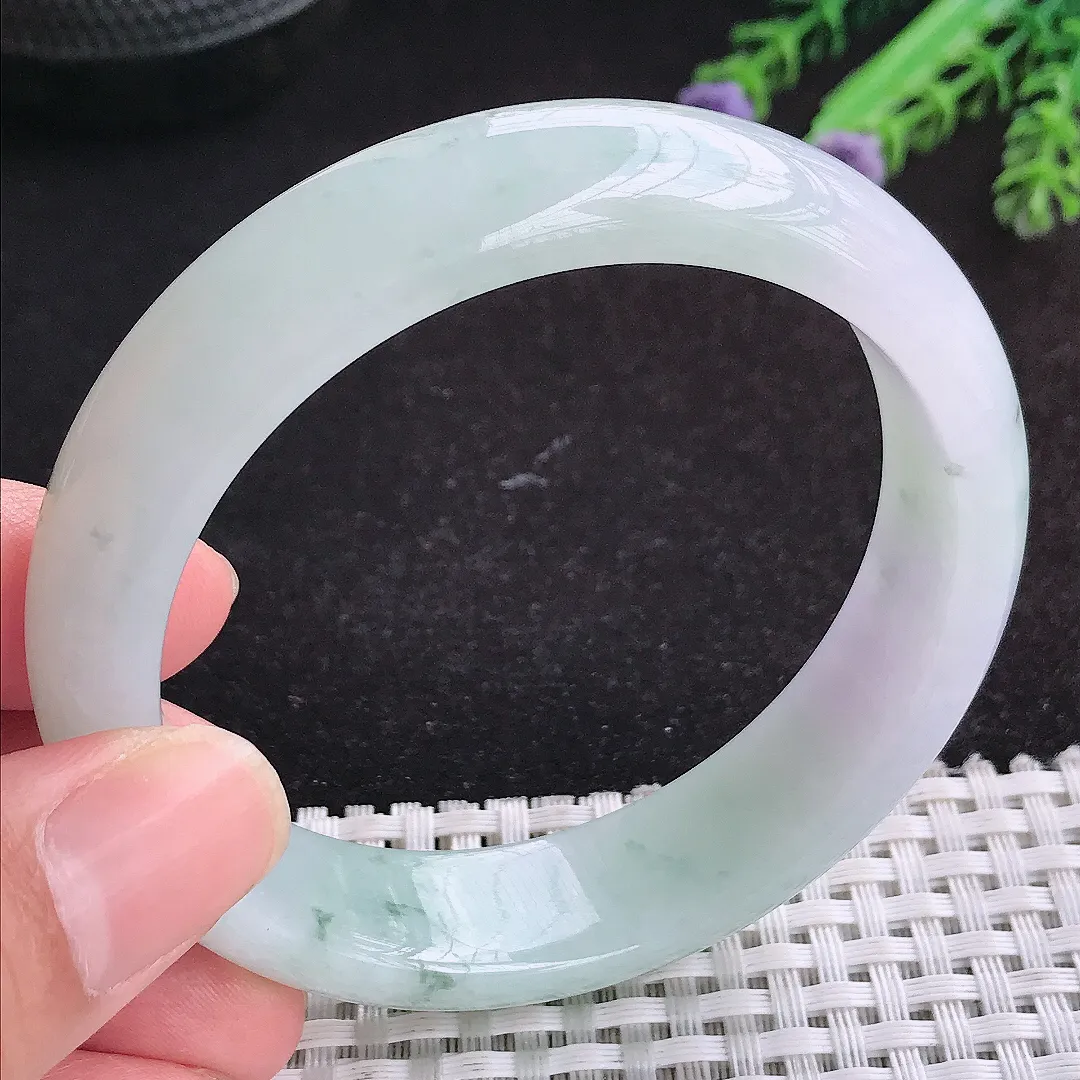 自然光58/15.1/8.2老坑冰胶水灵飘花手镯天然翡翠玉镯女款百搭