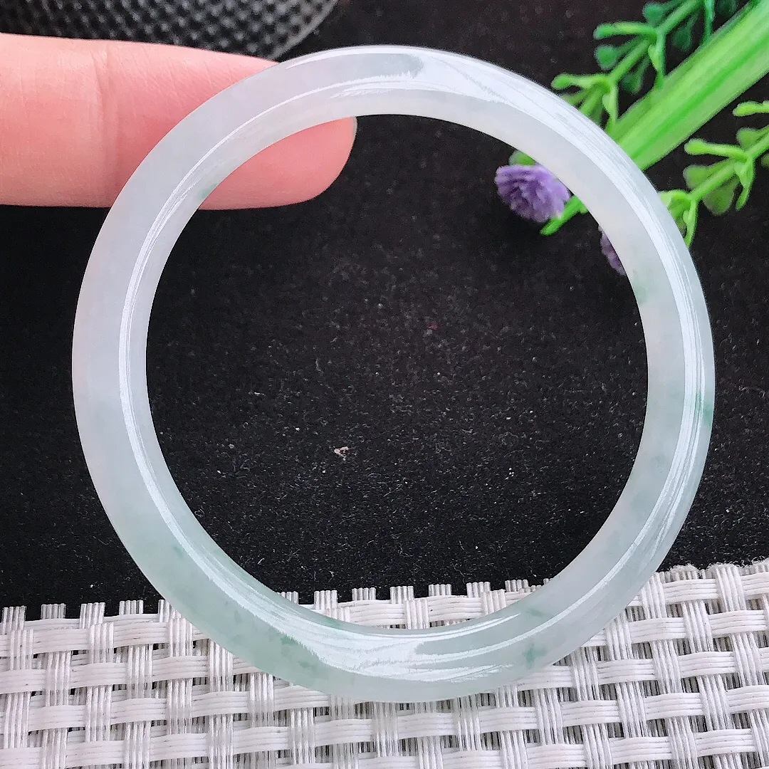 自然光52.5/5.8/7.2老坑冰胶果冻飘花叮当手镯天然翡翠玉镯女款百搭