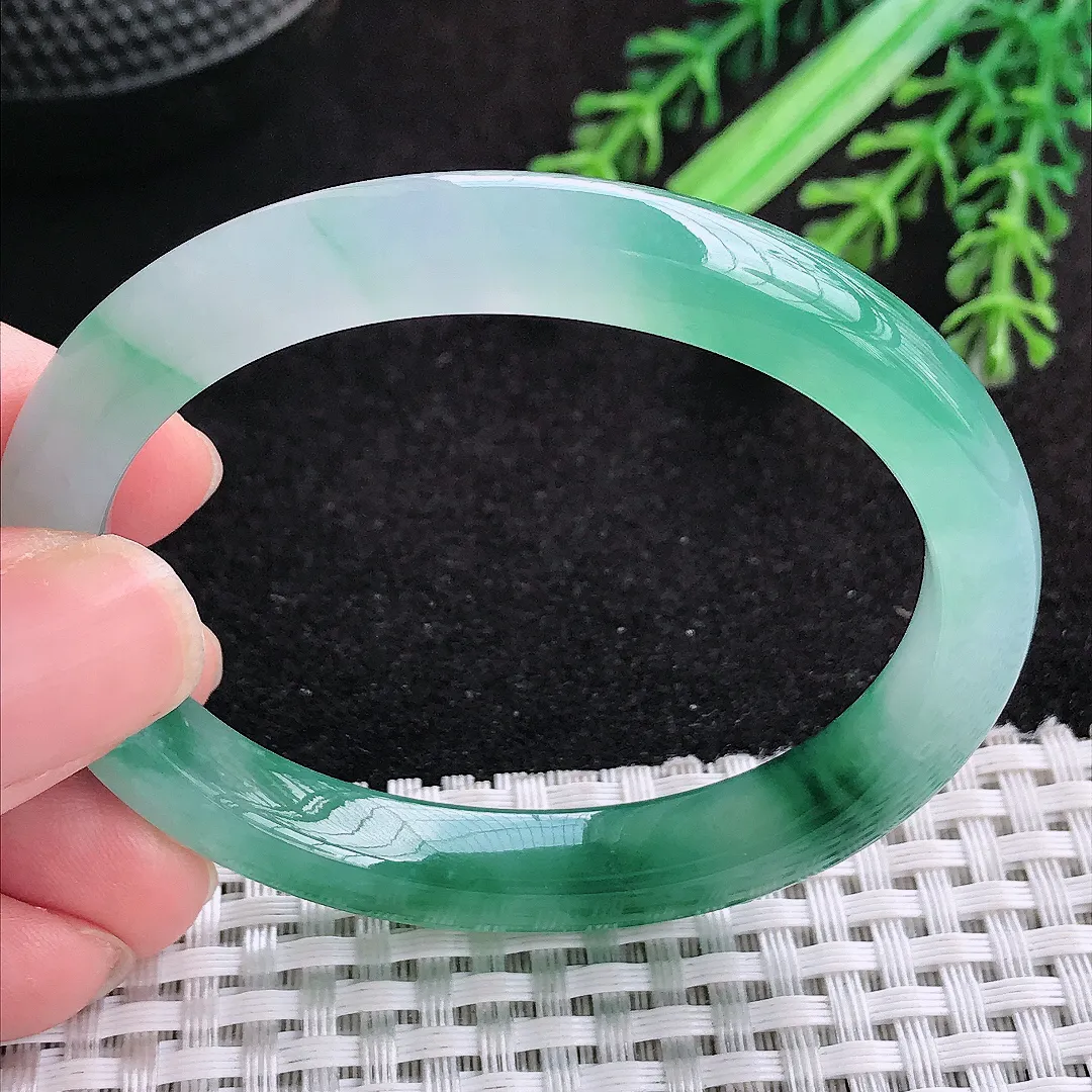 自然光53.5/45.6/8.6/7.5老坑冰胶果冻冰飘花贵妃手镯天然翡翠玉镯女款百搭