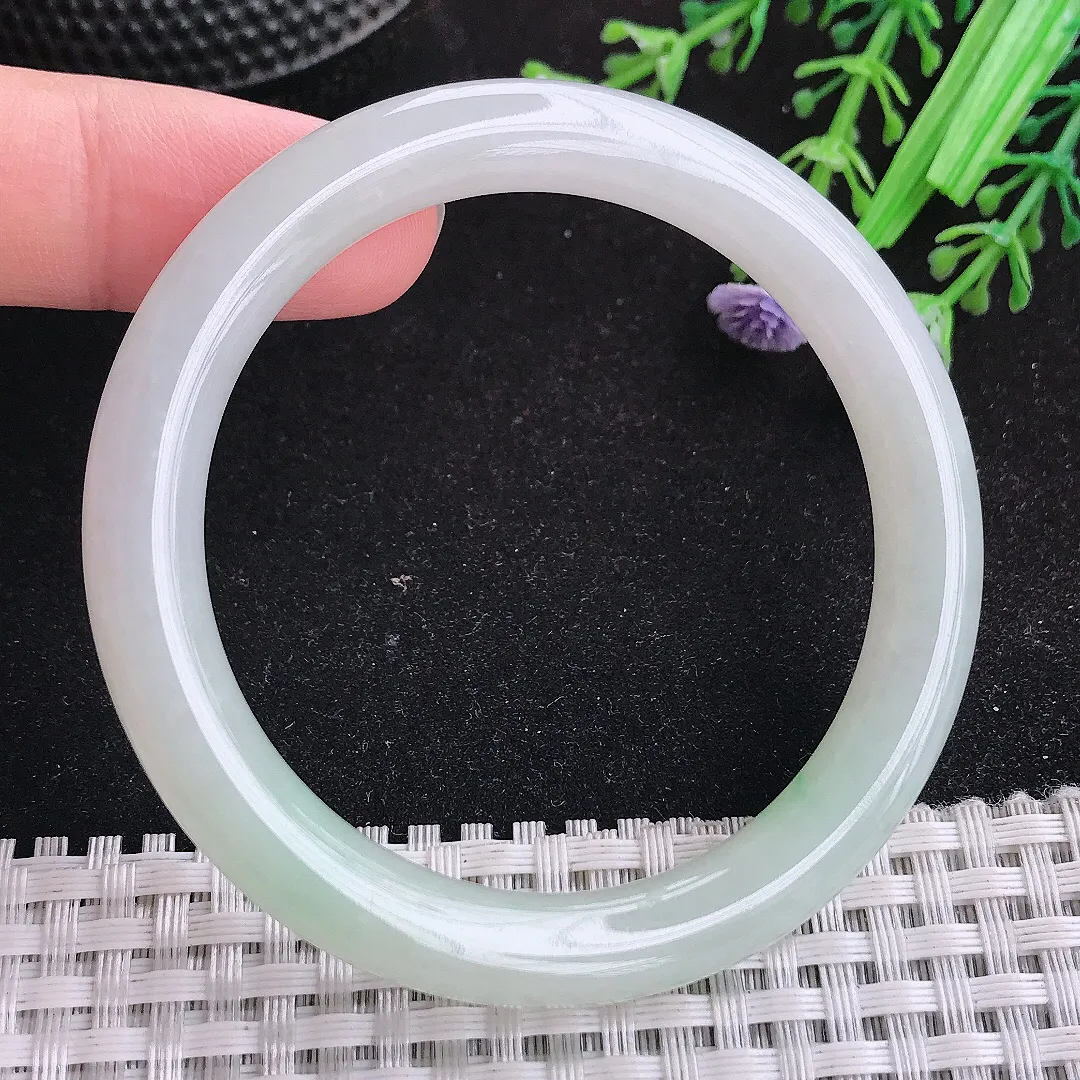 自然光51.5/8.2老坑冰胶水灵冰晴小圈口圆条手镯天然翡翠玉镯女款百搭