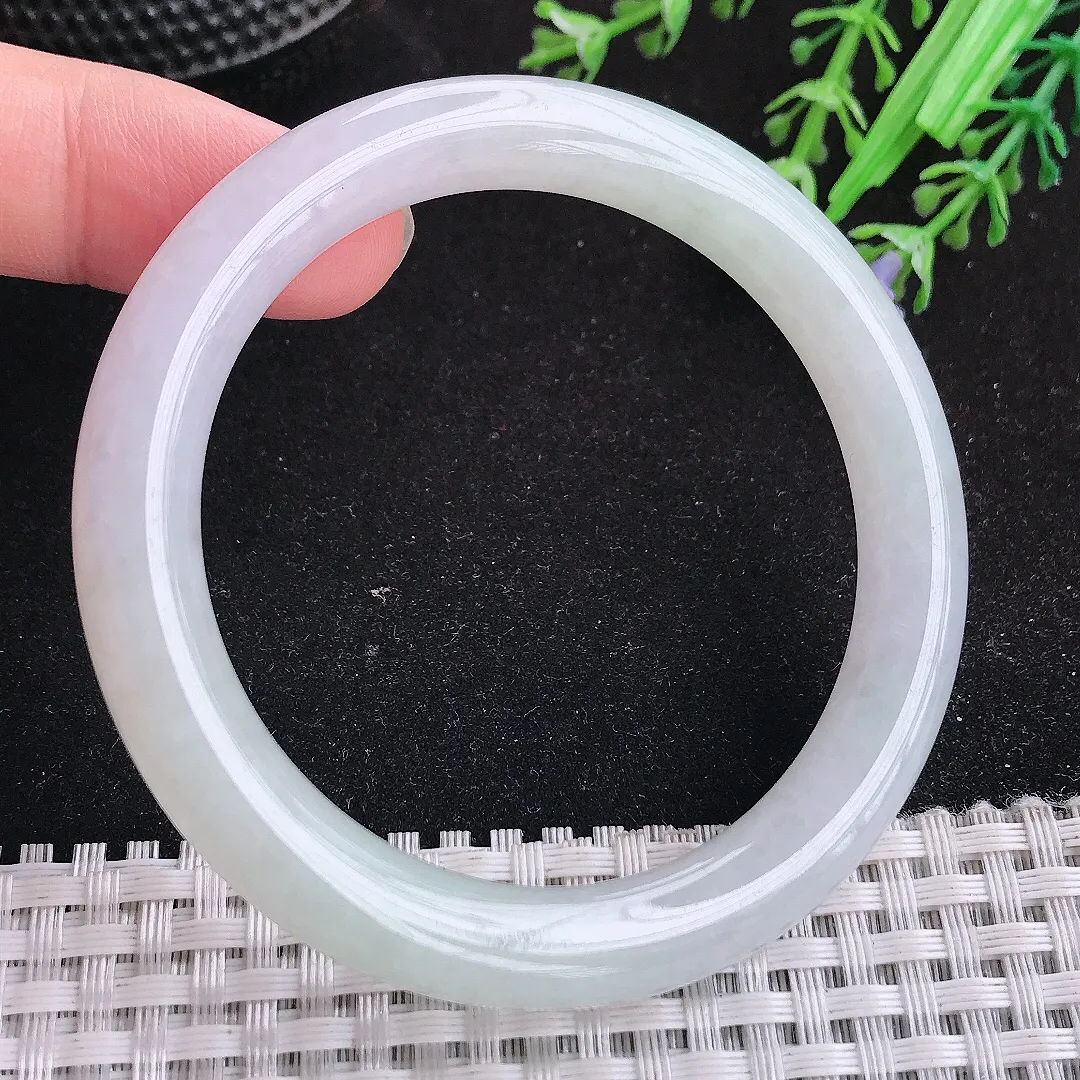 自然光53.5/8.6/8.7老坑冰润水灵圆条手镯天然翡翠玉镯女款百搭