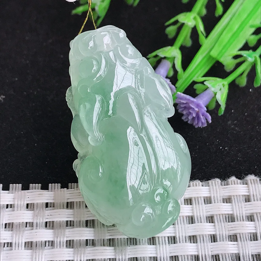 自然光42/23.8/13老坑冰胶果冻冰晴貔貅吊坠翡翠玉坠