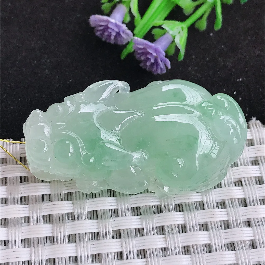自然光42/23.8/13老坑冰胶果冻冰晴貔貅吊坠翡翠玉坠