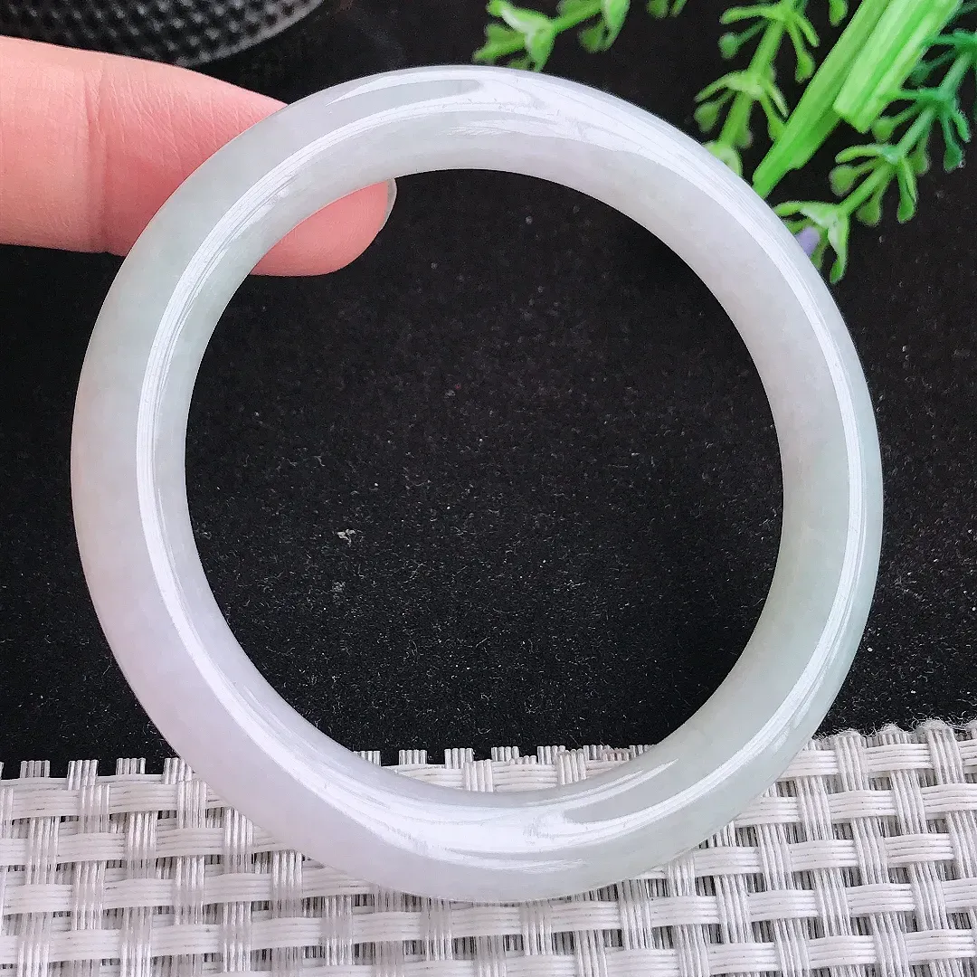 自然光53.5/8.6/8.7老坑冰润水灵圆条手镯天然翡翠玉镯女款百搭