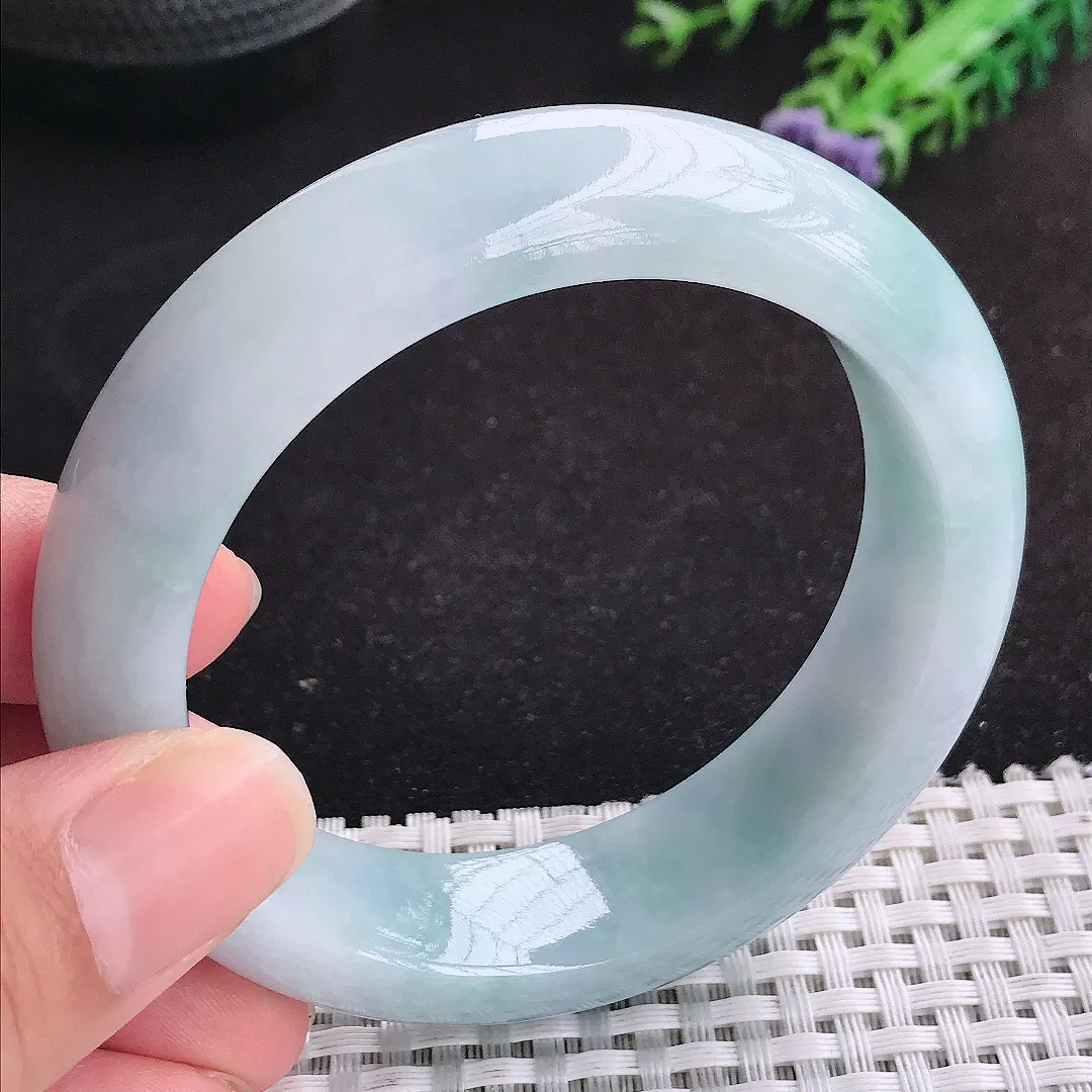 自然光56/15.3/9.8老坑冰润水灵紫罗兰手镯天然翡翠玉镯女款轮胎镯