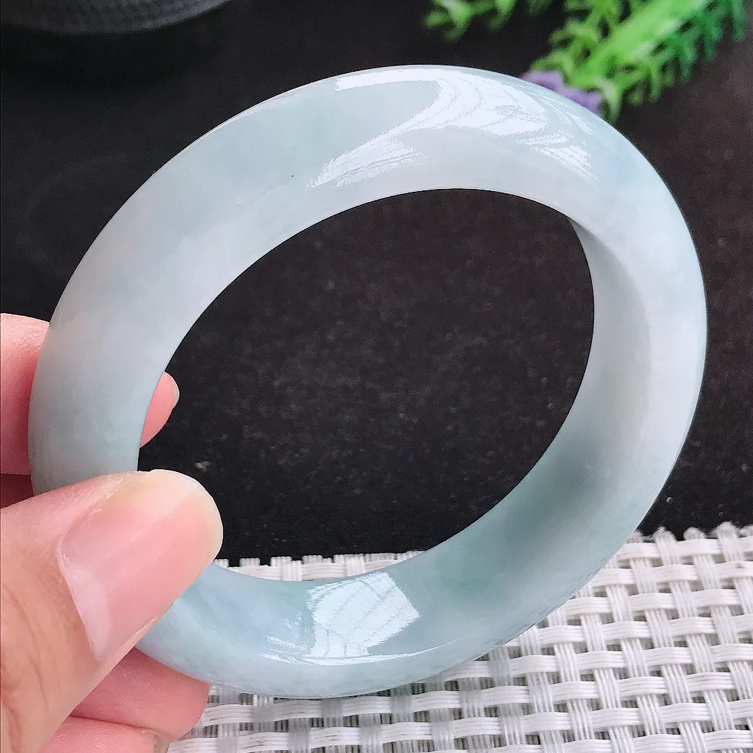 自然光56/15.3/9.8老坑冰润水灵紫罗兰手镯天然翡翠玉镯女款轮胎镯