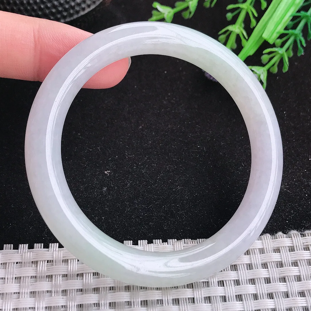 自然光53.5/8.6/8.7老坑冰润水灵圆条手镯天然翡翠玉镯女款百搭