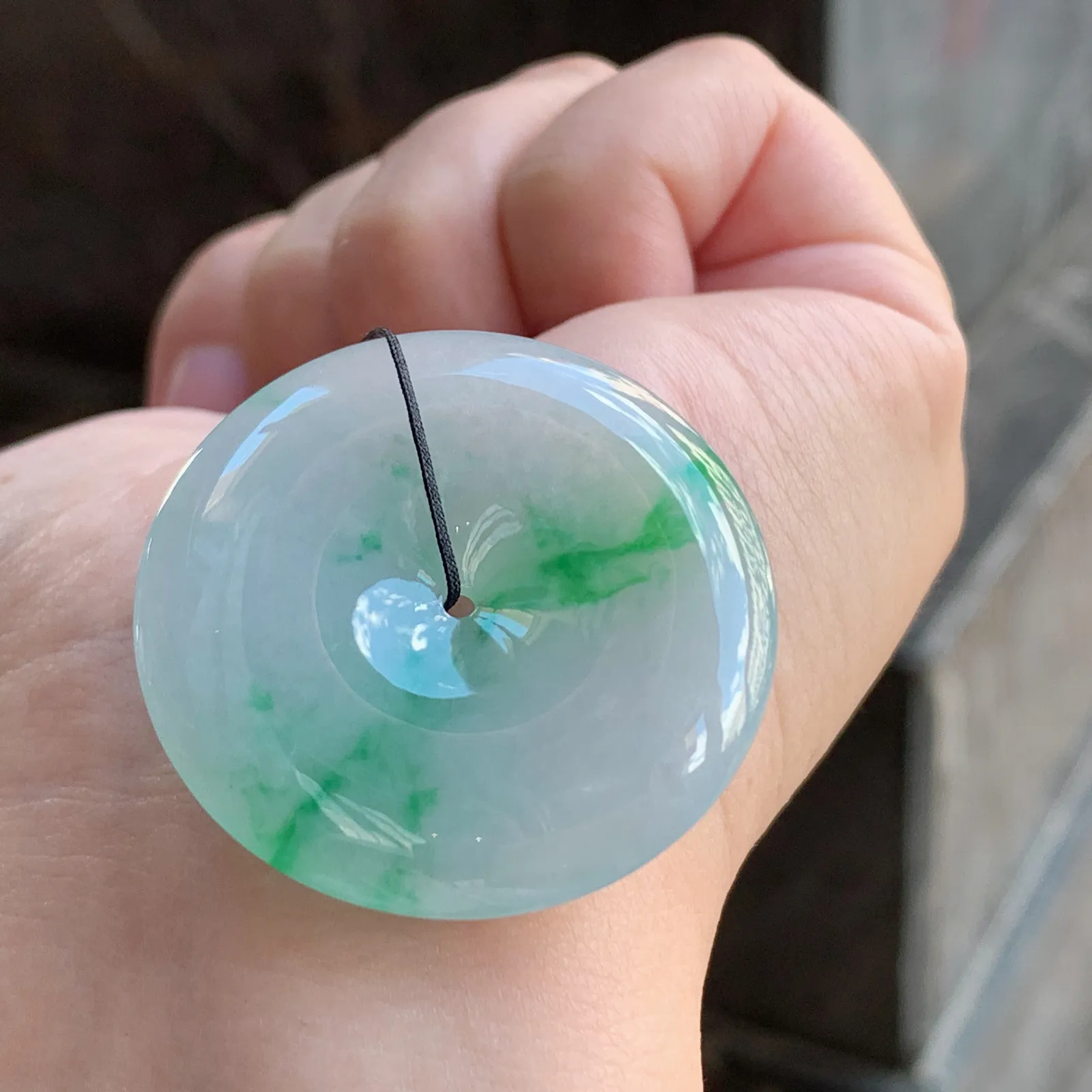 糯冰种飘阳绿平安扣