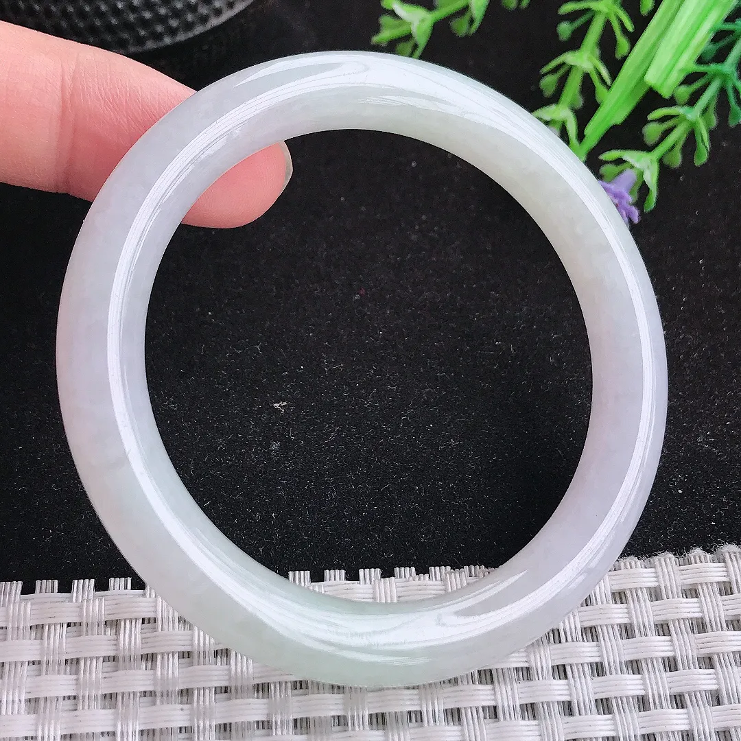 自然光53.5/8.6/8.7老坑冰润水灵圆条手镯天然翡翠玉镯女款百搭