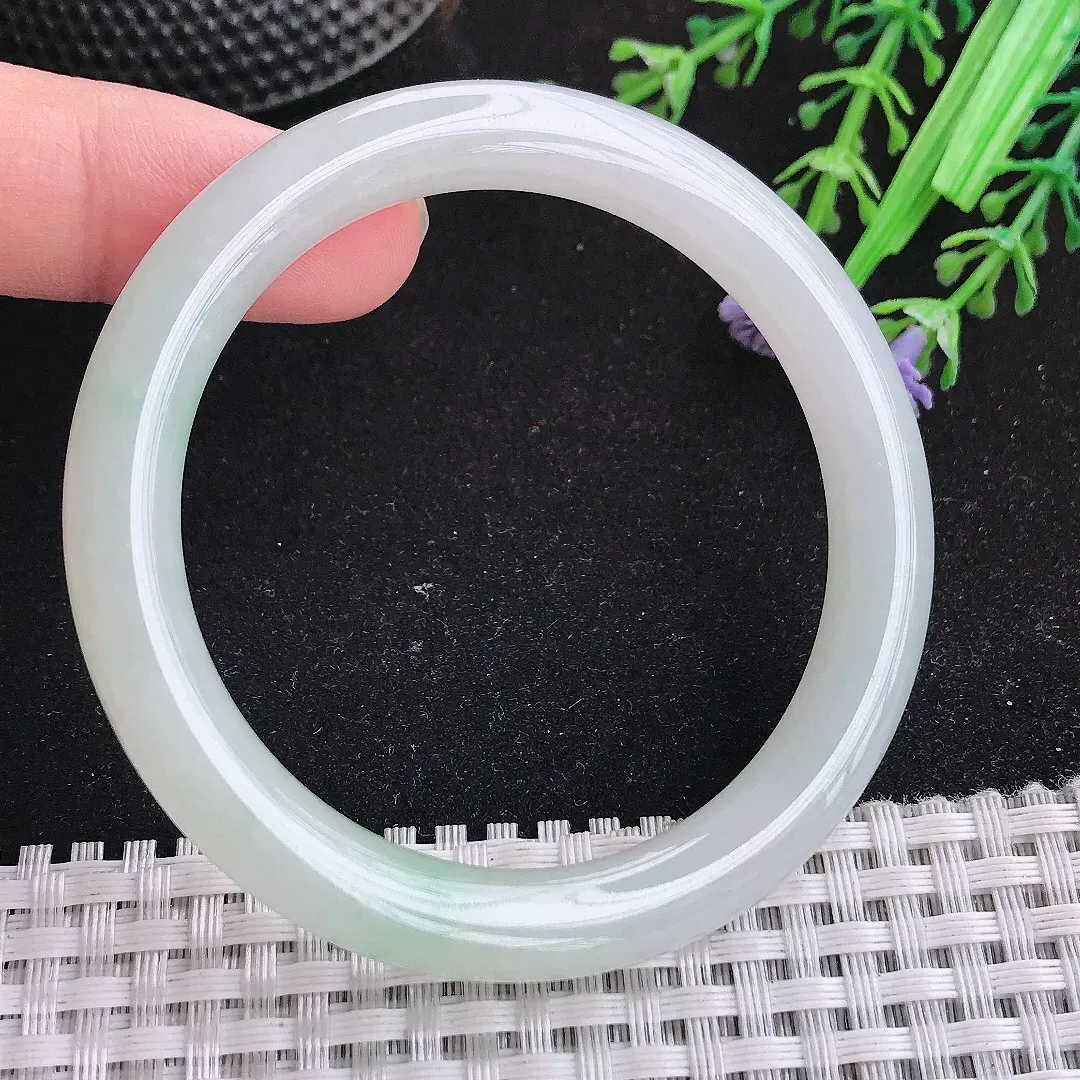 自然光51.5/8.2老坑冰胶水灵冰晴小圈口圆条手镯天然翡翠玉镯女款百搭