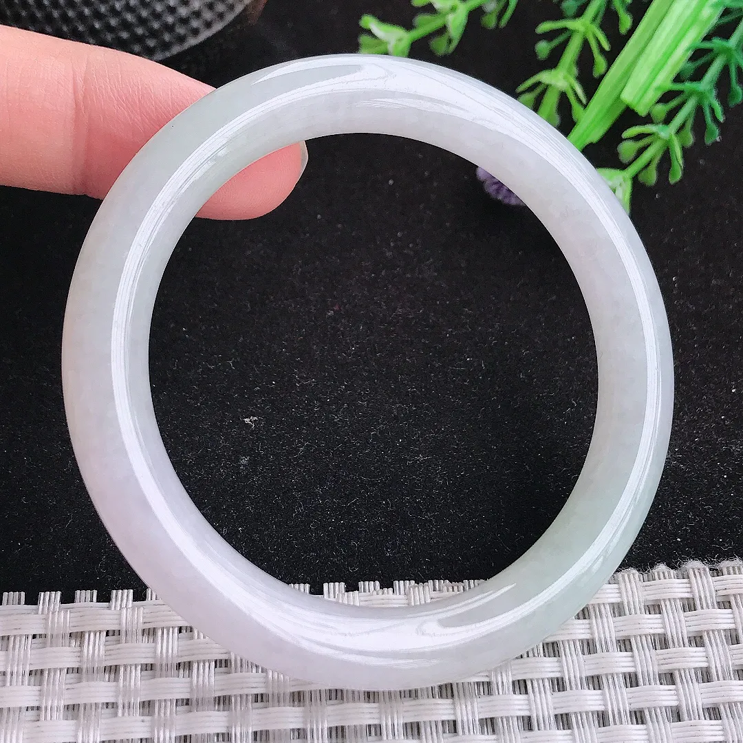 自然光53.5/8.6/8.7老坑冰润水灵圆条手镯天然翡翠玉镯女款百搭