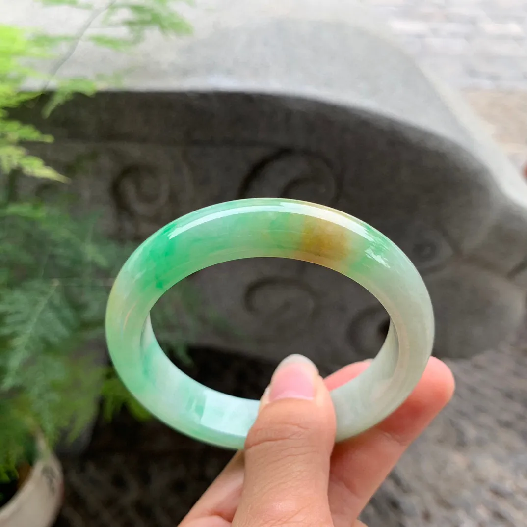 圈口56.8-13.1-8.7 【黄加绿正圈手镯】正圈56 57可戴