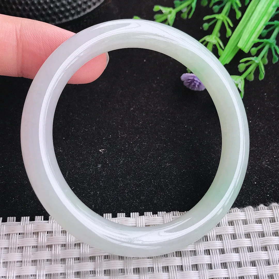 自然光51.5/8.2老坑冰胶水灵冰晴小圈口圆条手镯天然翡翠玉镯女款百搭