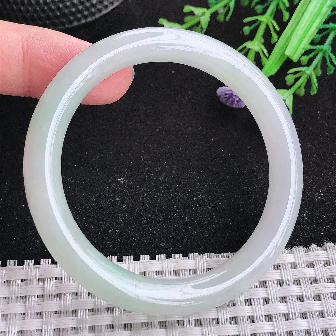 自然光51.5/8.2老坑冰胶水灵冰晴小圈口圆条手镯天然翡翠玉镯女款百搭