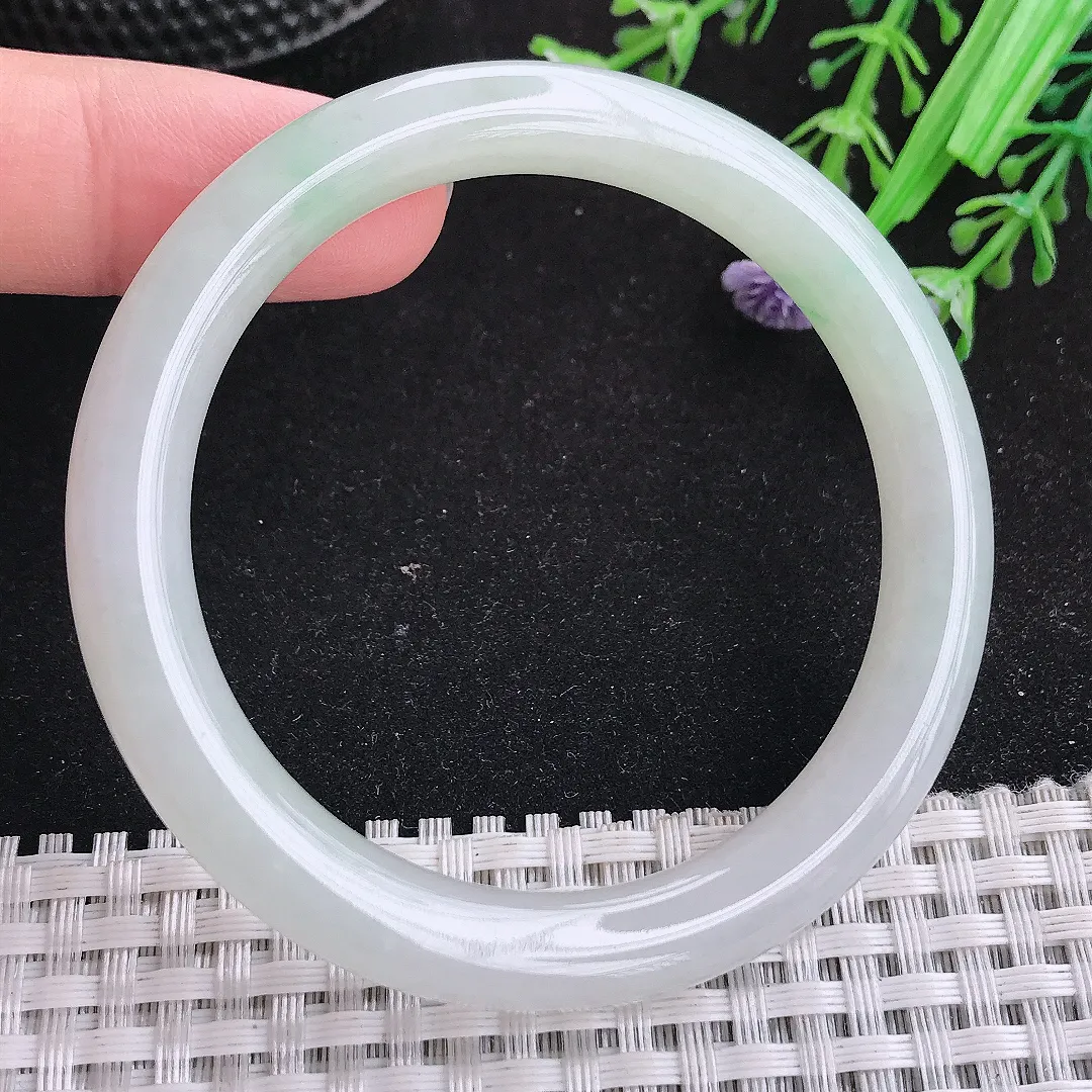 自然光51.5/8.2老坑冰胶水灵冰晴小圈口圆条手镯天然翡翠玉镯女款百搭