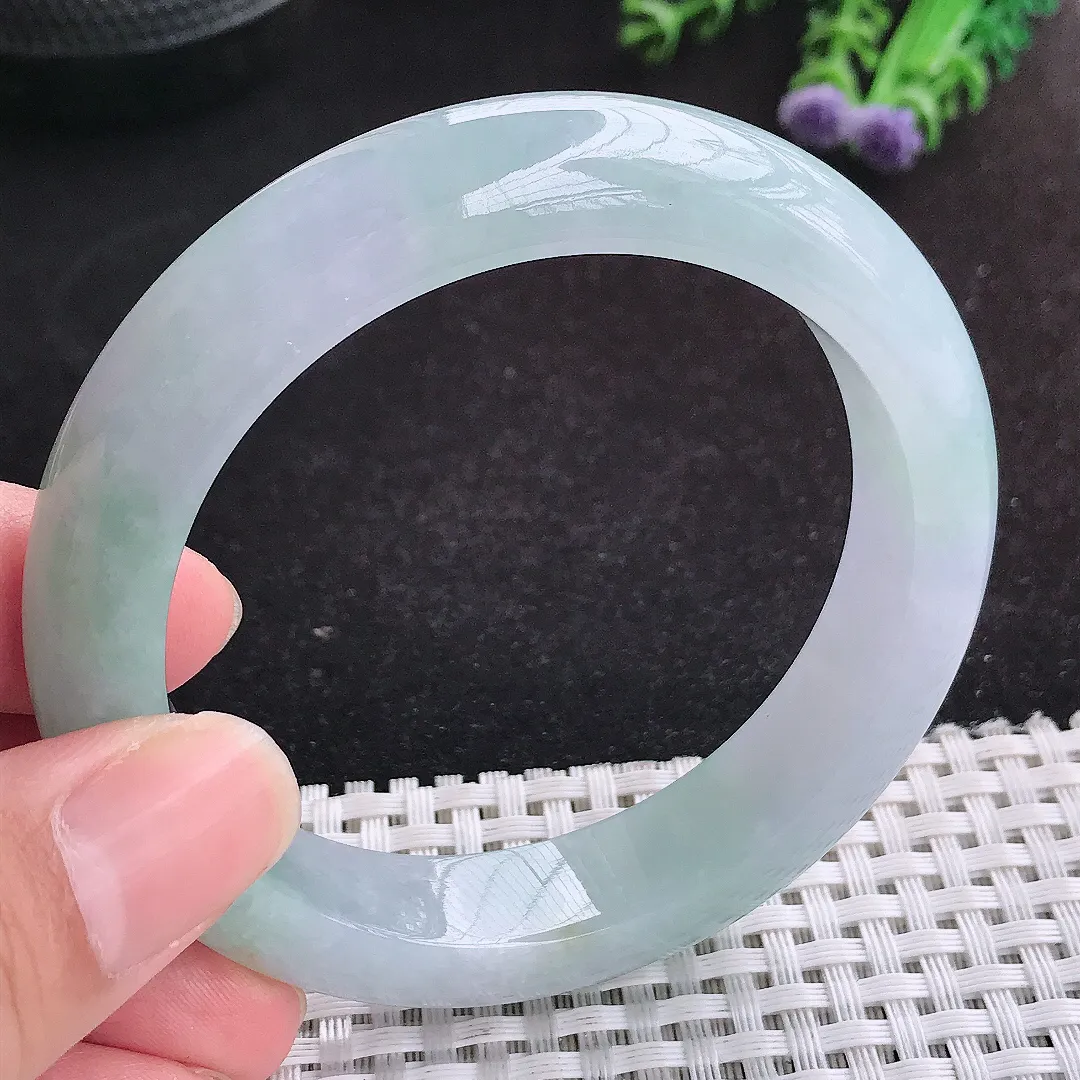 自然光56/12.5/9.1老坑冰胶果冻飘花手镯天然翡翠玉镯女款百搭