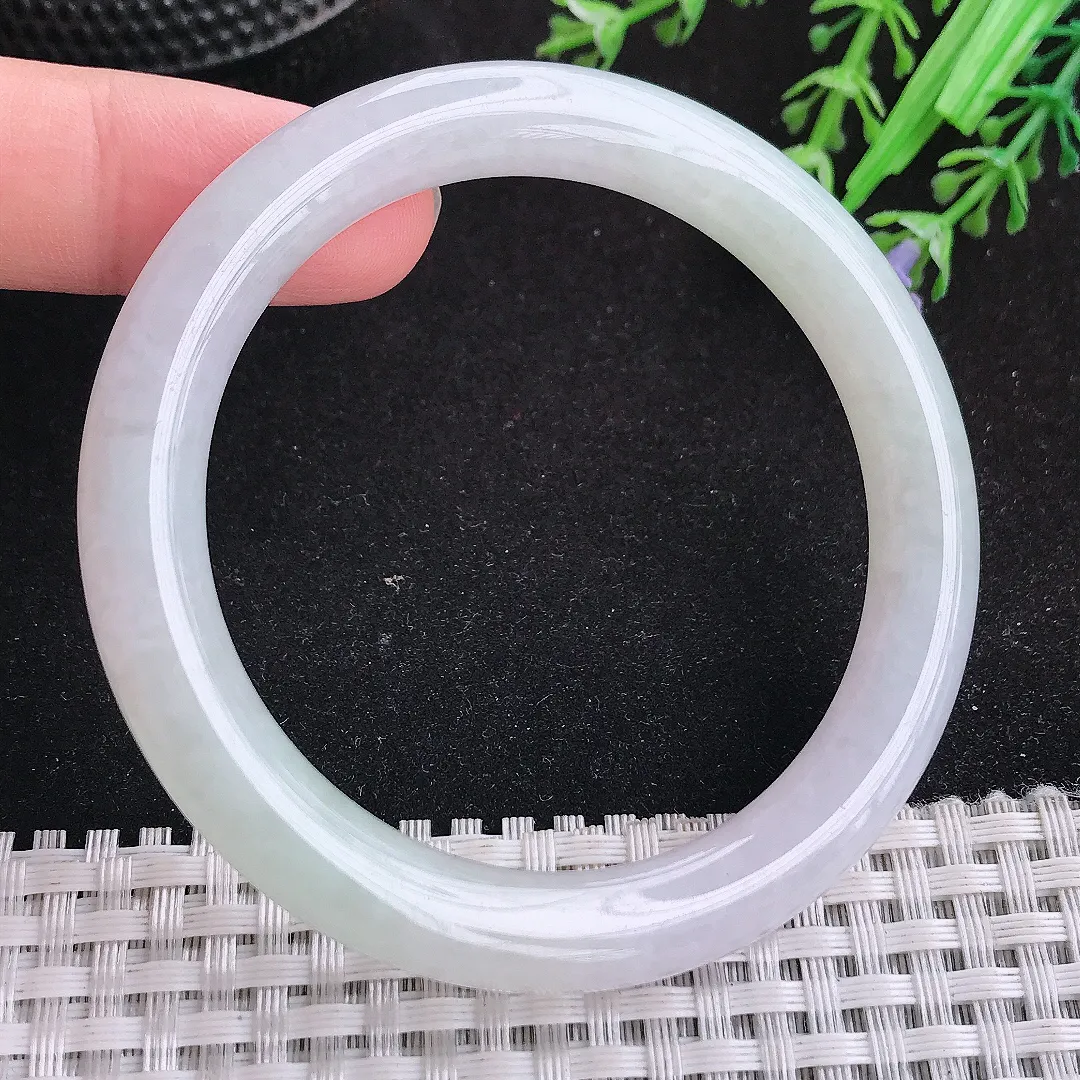 自然光53.5/8.6/8.7老坑冰润水灵圆条手镯天然翡翠玉镯女款百搭