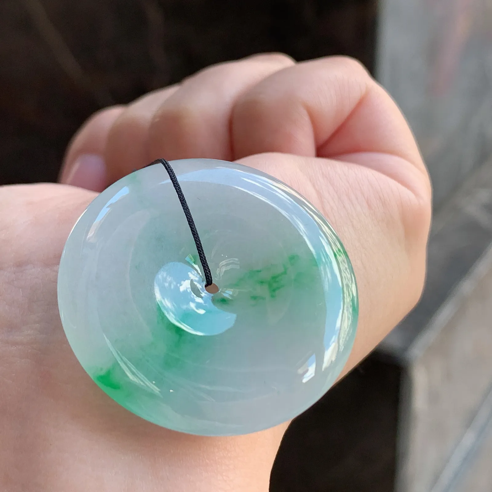 糯冰种飘阳绿平安扣