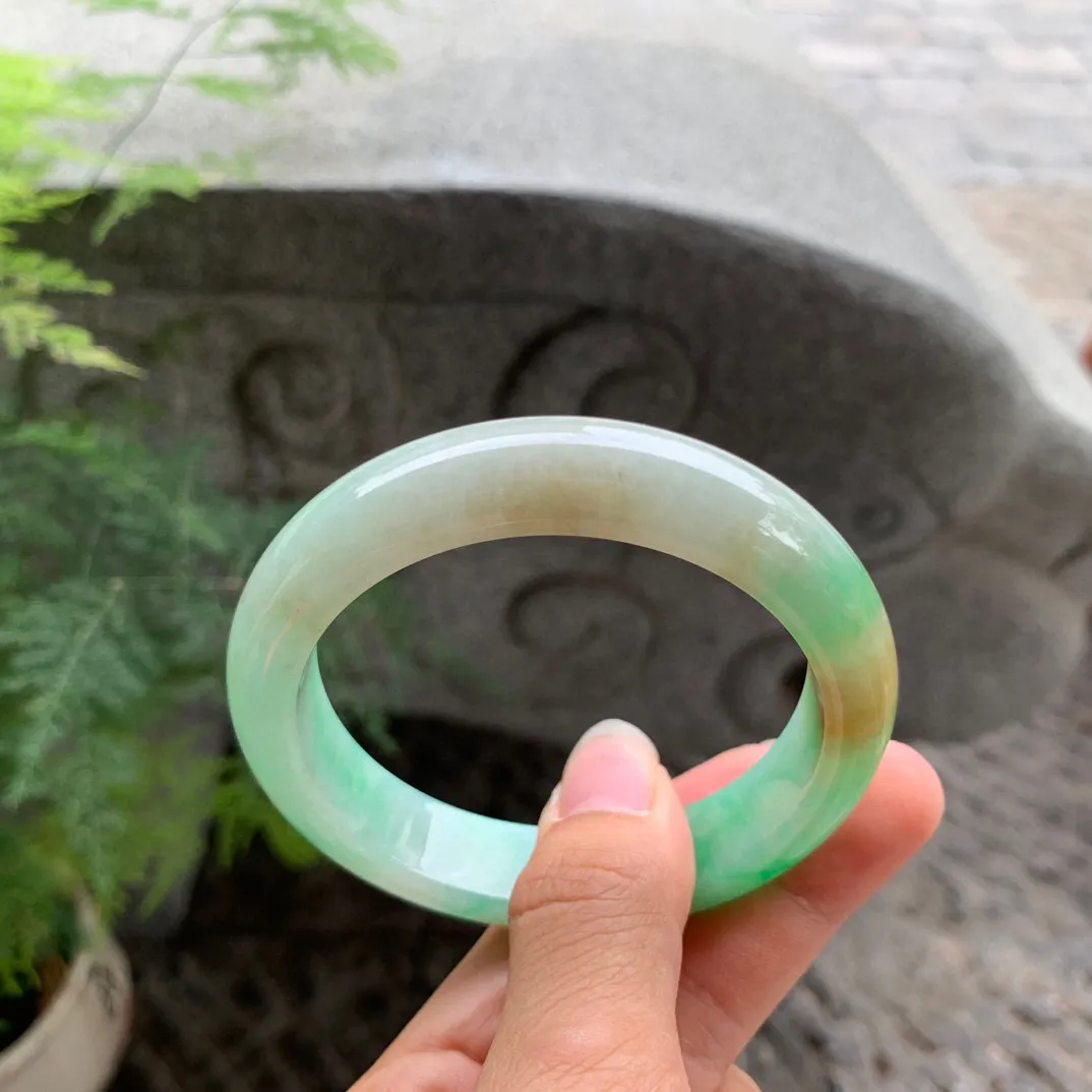 圈口56.8-13.1-8.7 【黄加绿正圈手镯】正圈56 57可戴