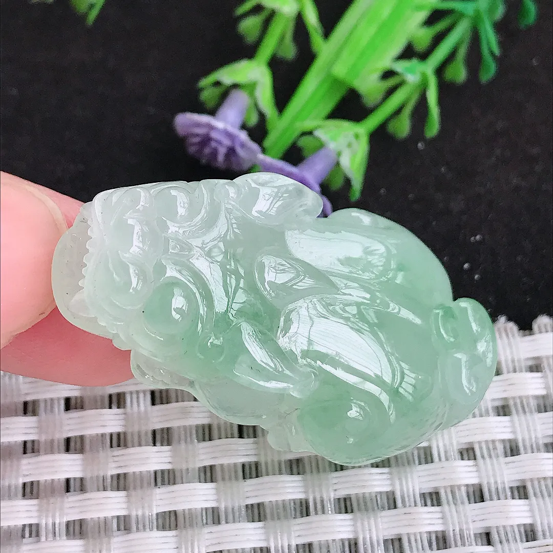 自然光42/23.8/13老坑冰胶果冻冰晴貔貅吊坠翡翠玉坠