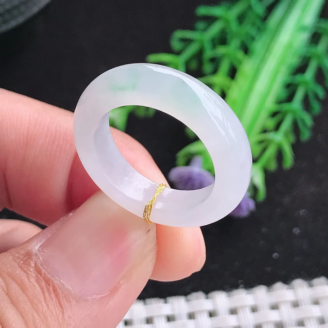 自然光17.2/5.3/4.2老坑冰透起胶飘花指环吊坠翡翠玉环女戒