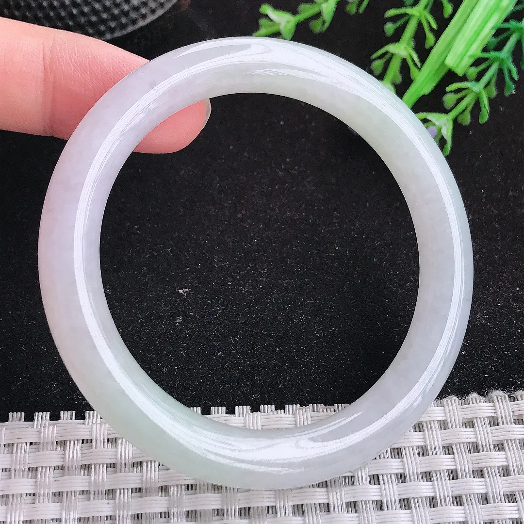 自然光53.5/8.6/8.7老坑冰润水灵圆条手镯天然翡翠玉镯女款百搭