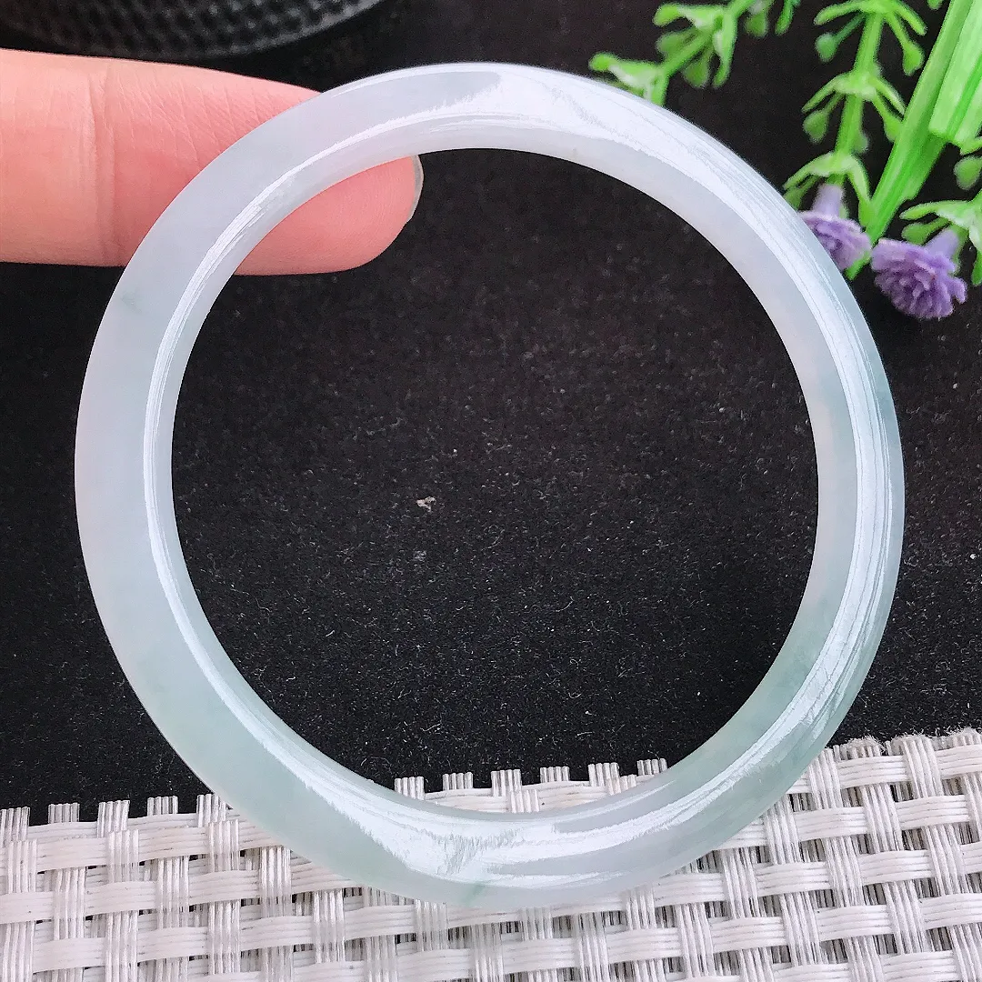 自然光54/4.8/7.3老坑冰胶果冻叮当手镯天然翡翠玉镯女款百搭