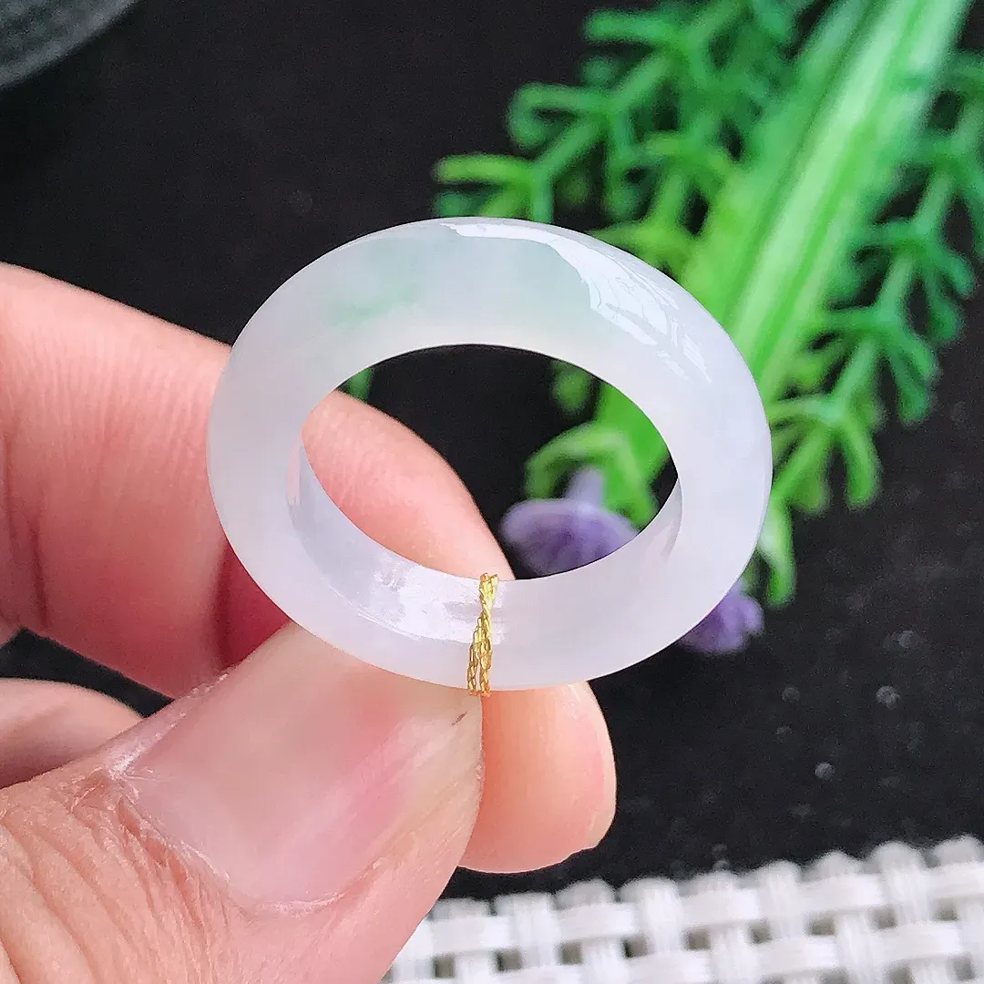 自然光17.2/5.3/4.2老坑冰透起胶飘花指环吊坠翡翠玉环女戒