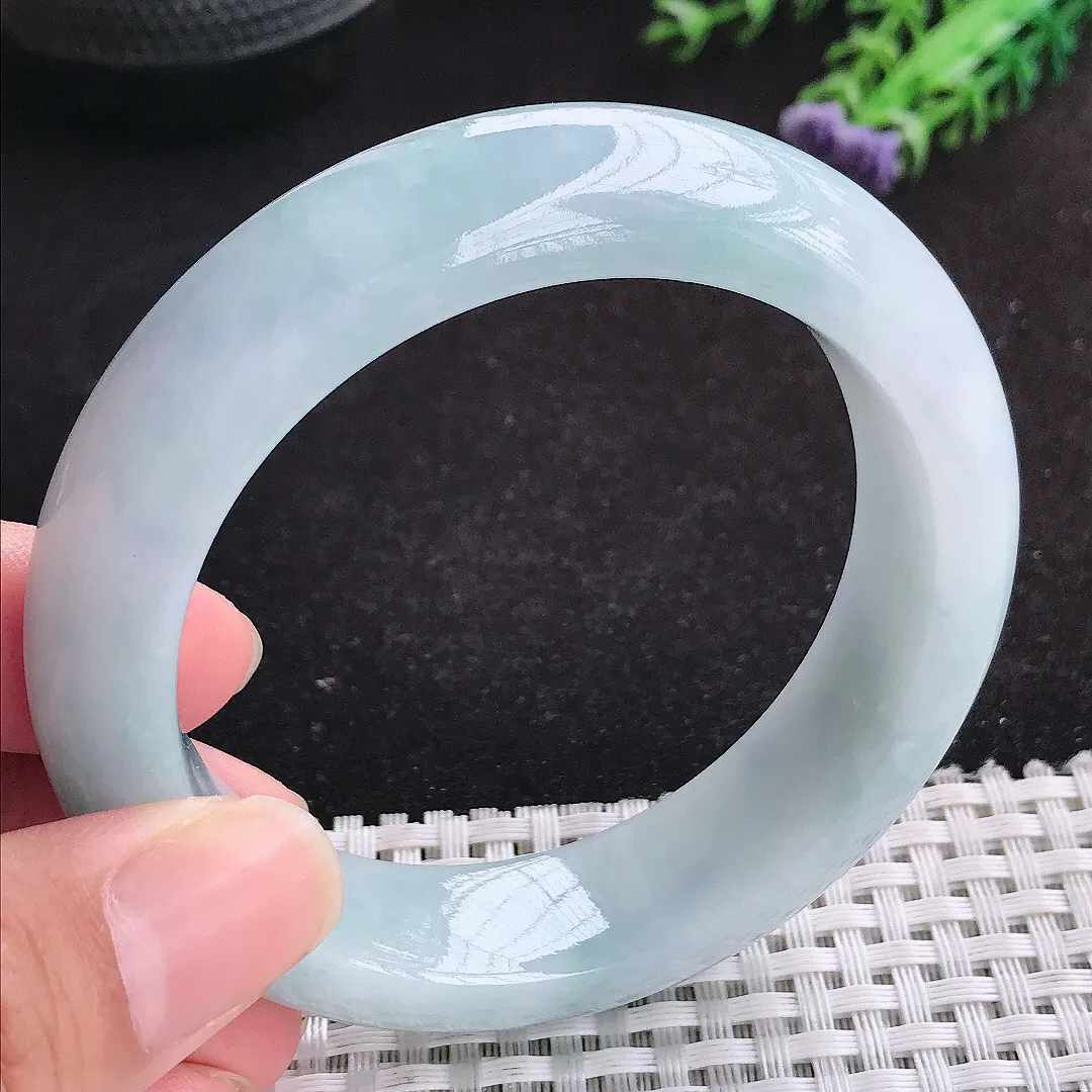 自然光56/15.3/9.8老坑冰润水灵紫罗兰手镯天然翡翠玉镯女款轮胎镯