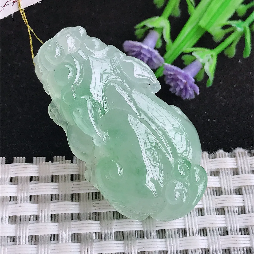 自然光42/23.8/13老坑冰胶果冻冰晴貔貅吊坠翡翠玉坠