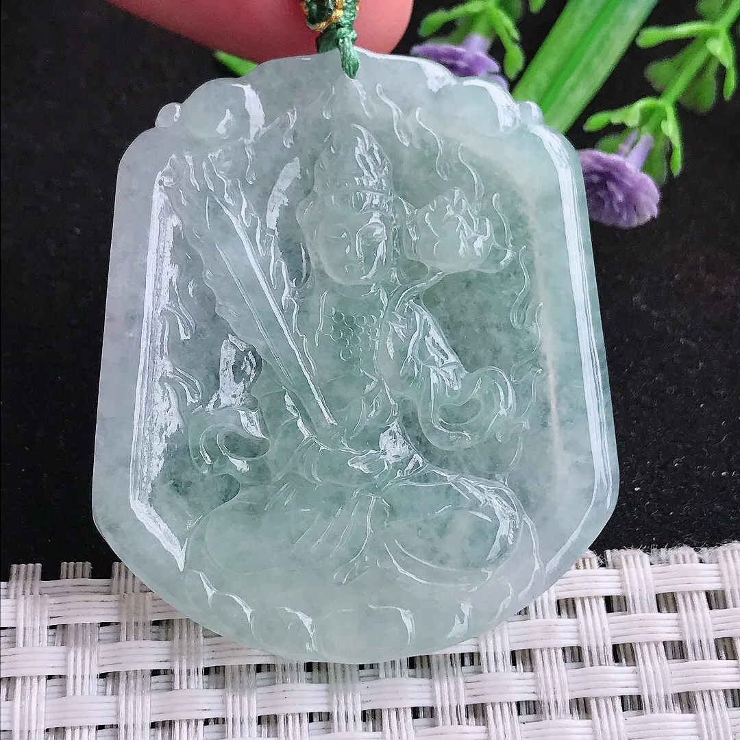 实拍48.8/42/4.4老坑冰胶通透冰晴虚空藏菩萨吊坠翡翠玉石挂件