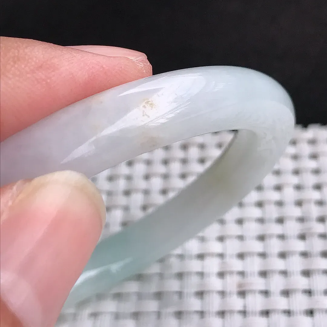 自然光54/8.9/8老坑秀气冰润飘花圆条手镯天然翡翠玉镯女款百搭