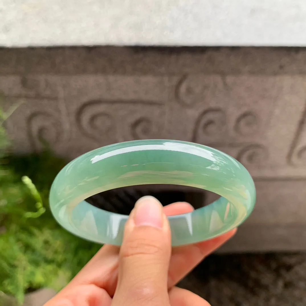 圈口 56.5-13.3-8.4【冰芙蓉绿正圈手镯】正圈54 55可戴