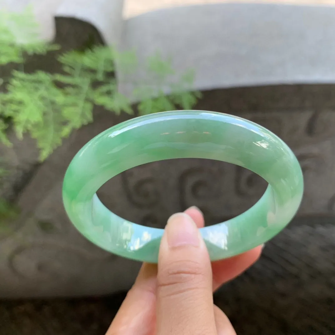 圈口 57-12.7-8.8【芙蓉绿正圈手镯】正圈57 58可戴