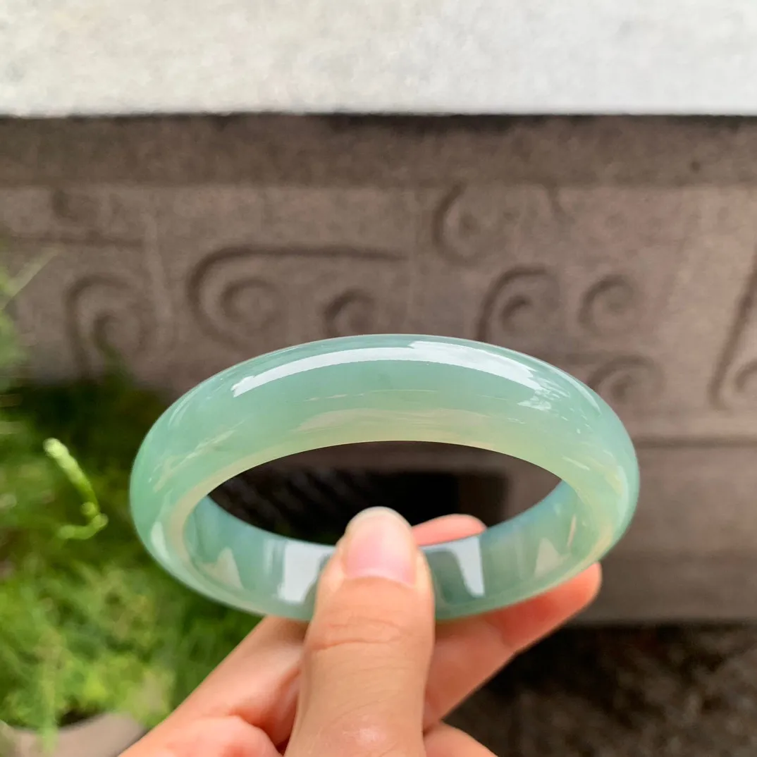 圈口 56.5-13.3-8.4【冰芙蓉绿正圈手镯】正圈54 55可戴