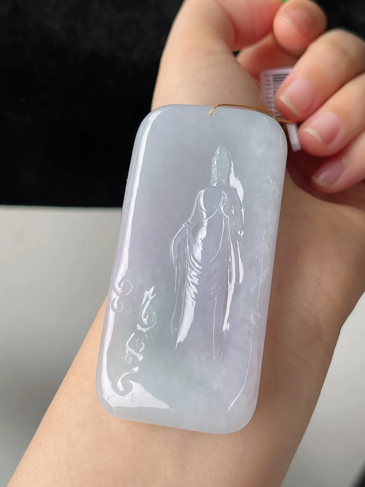 翡翠冰糯种白色观音