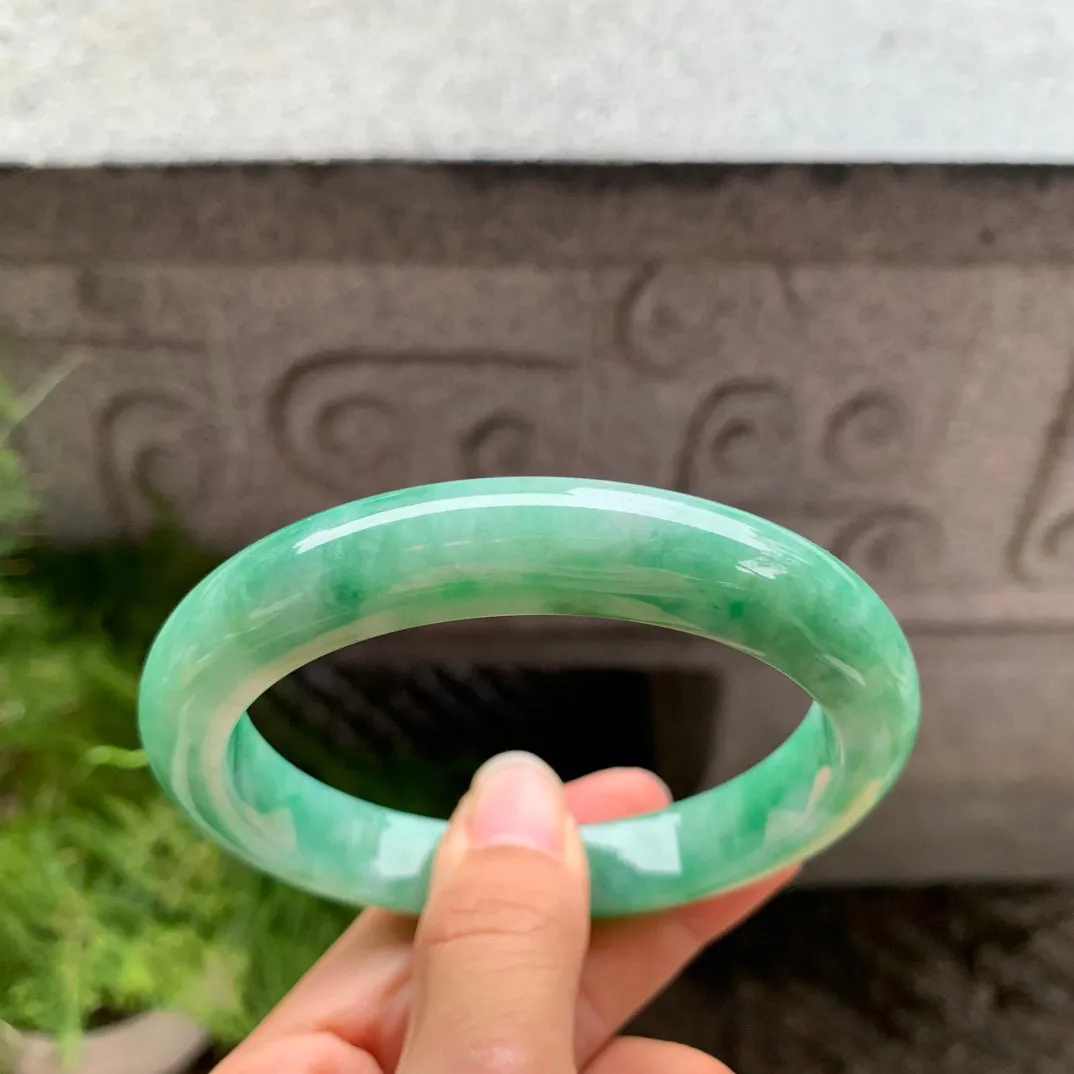 大圈口64.3-11.5-9.7 【满绿正圈手镯】 正圈64 65可戴