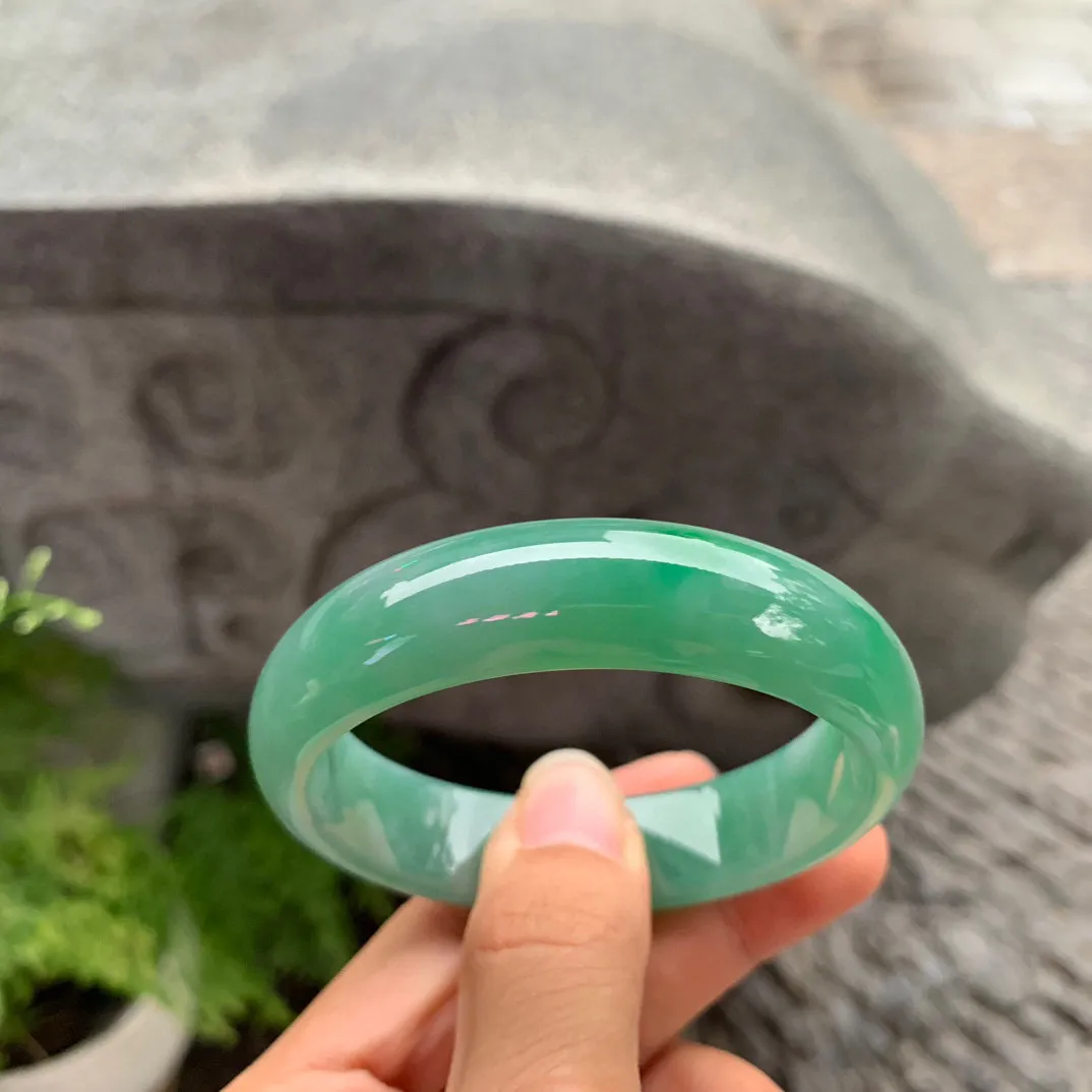小圈口 53.2-14.3-7.4【满绿正圈手镯】正圈53 54可戴