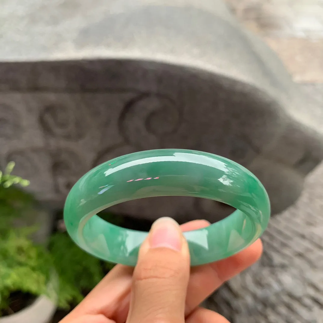 小圈口 53.2-14.3-7.4【满绿正圈手镯】正圈53 54可戴