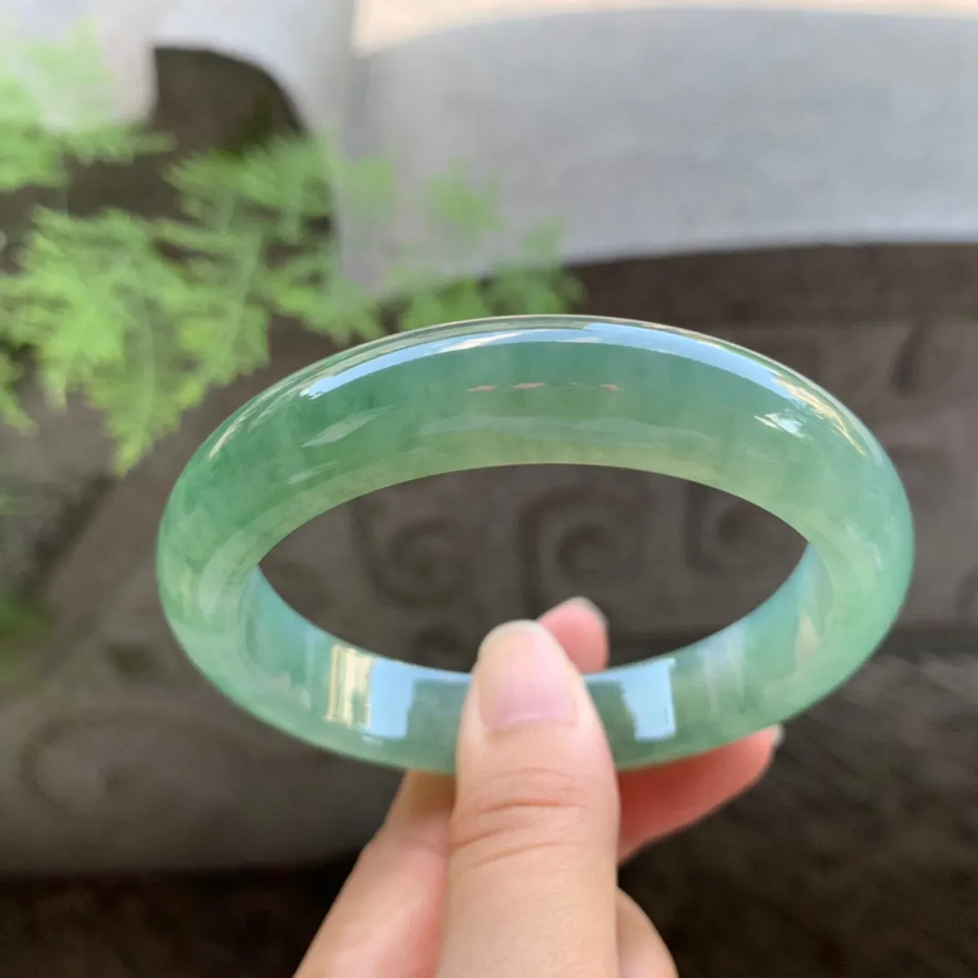 大圈口58.5-12.5-8.6 【芙蓉绿正圈手镯】正圈58 59可戴