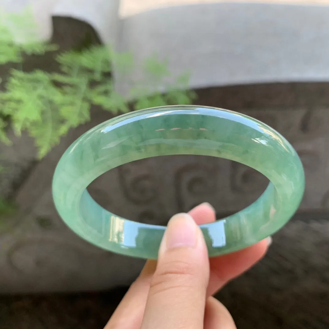 大圈口58.5-12.5-8.6 【芙蓉绿正圈手镯】正圈58 59可戴