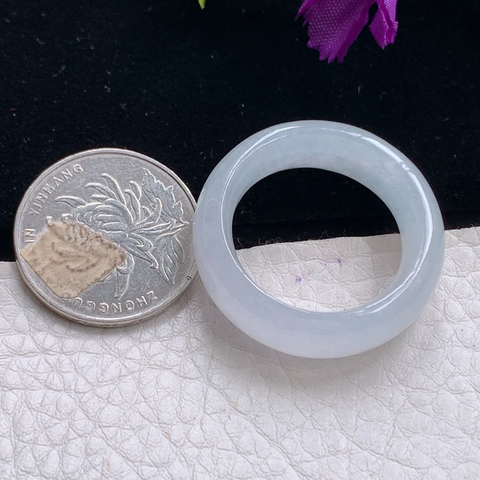 zl实拍22.8*9.6*5缅甸翡翠A货冰润纯美22.8mm内径指环 玉挂件