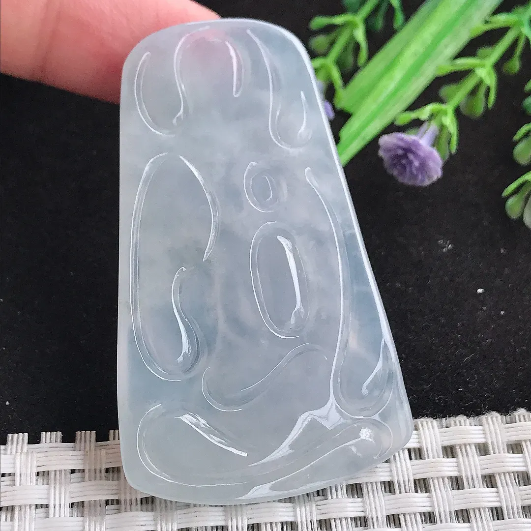 自然光59.6/35.5/5.5老坑冰胶果冻紫罗兰虚空藏菩萨吊坠翡翠玉石挂件