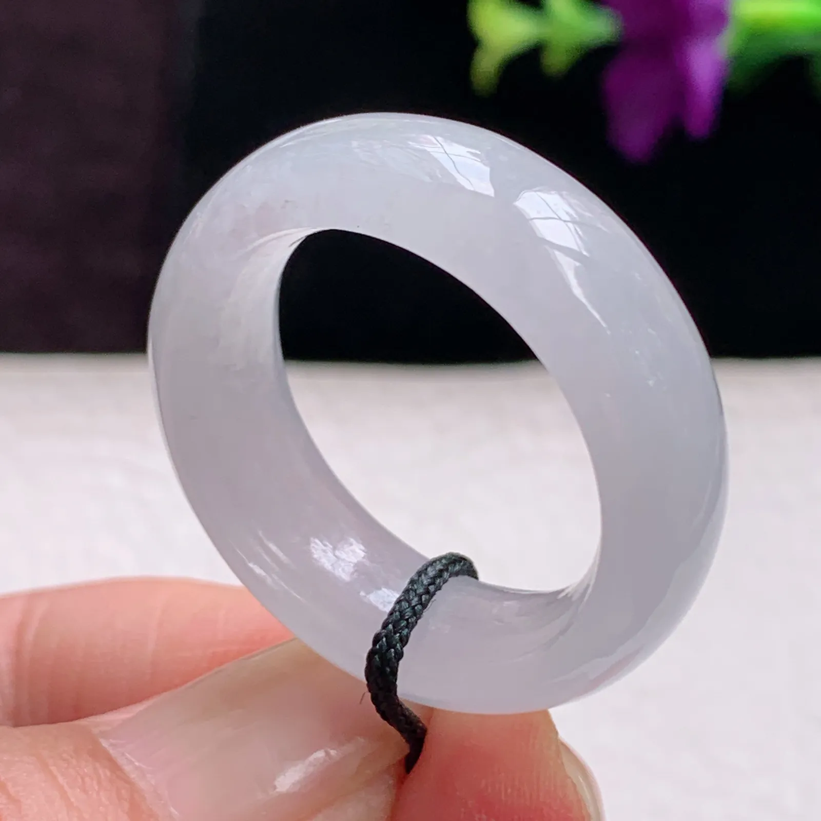 zl实拍22.8*9.6*5缅甸翡翠A货冰润纯美22.8mm内径指环 玉挂件