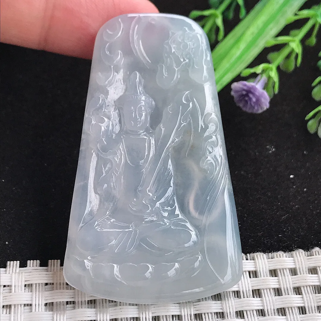 自然光59.6/35.5/5.5老坑冰胶果冻紫罗兰虚空藏菩萨吊坠翡翠玉石挂件
