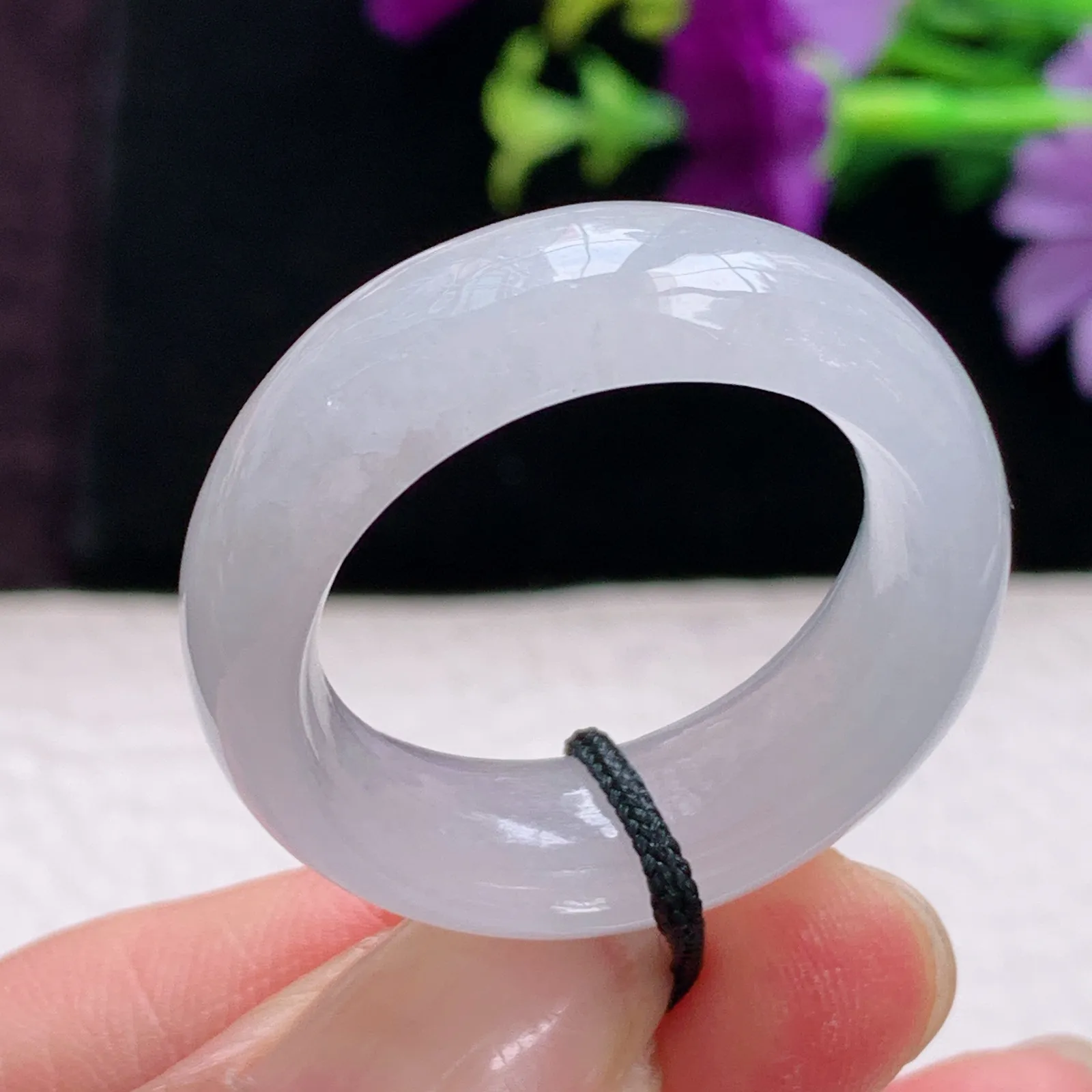 zl实拍22.8*9.6*5缅甸翡翠A货冰润纯美22.8mm内径指环 玉挂件