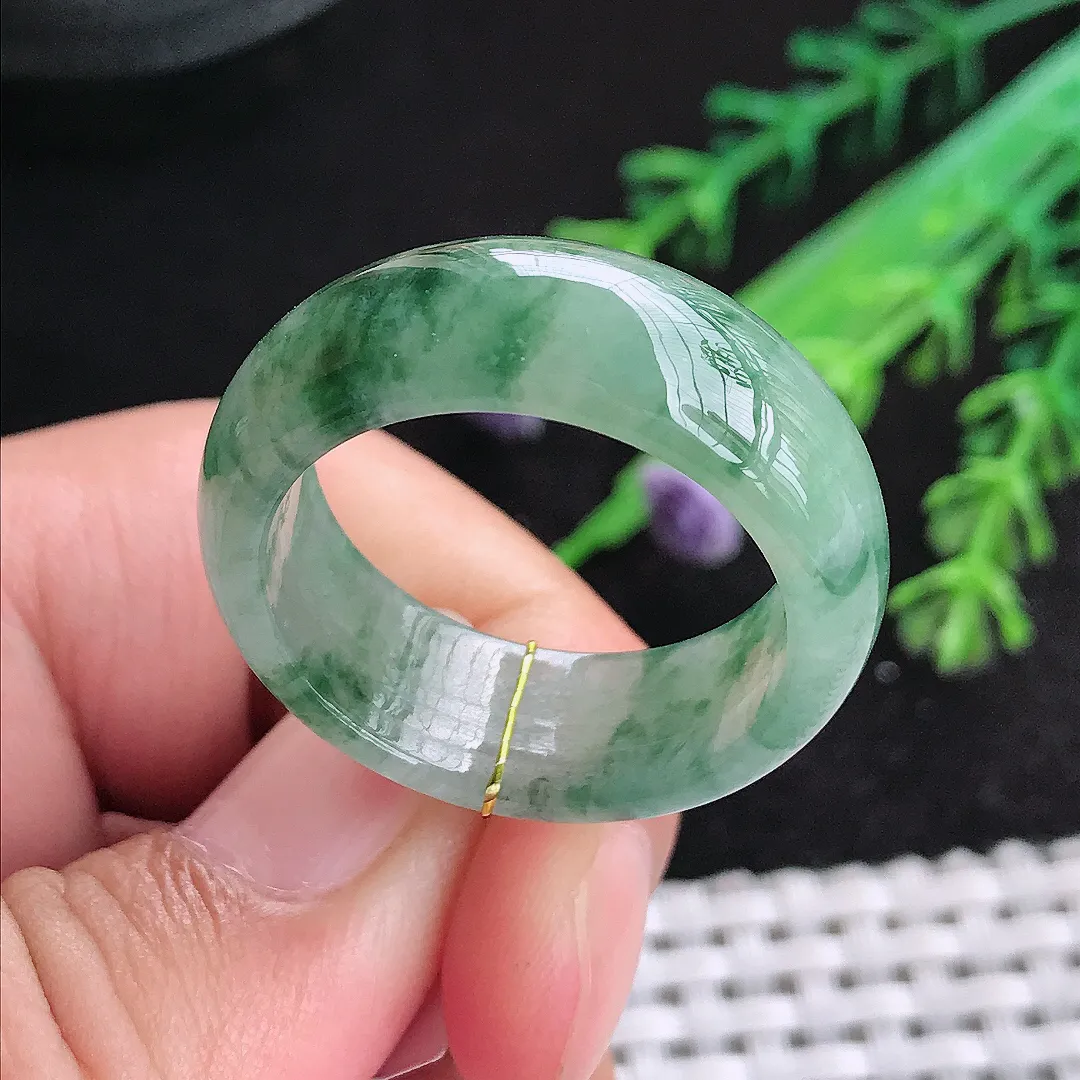 自然光22.2/9.5/4老坑冰胶水灵飘花玉指环翡翠玉石戒指男士