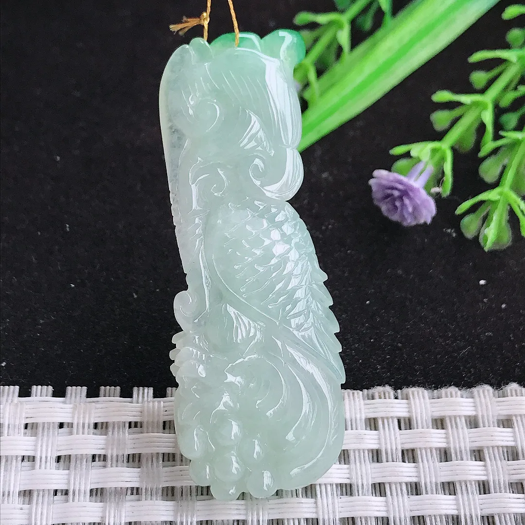 自然光54/20/7.2老坑秀气冰润飘阳绿鹦鹉吊坠翡翠玉石挂件