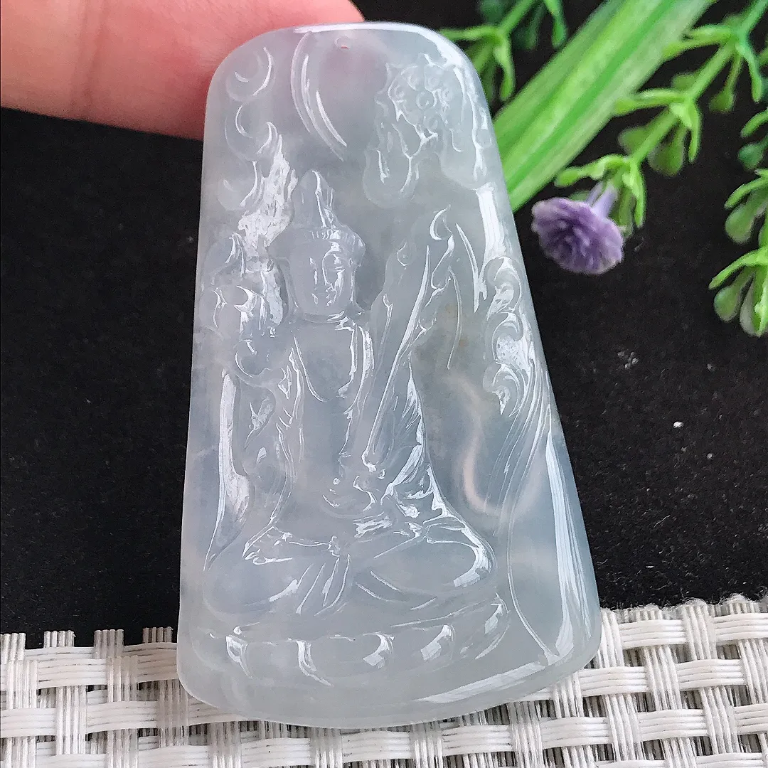 自然光59.6/35.5/5.5老坑冰胶果冻紫罗兰虚空藏菩萨吊坠翡翠玉石挂件